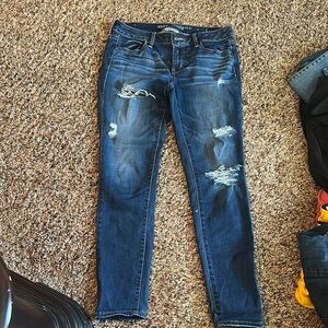 American Eagle Outfitters Women's Blue Distressed Jeans